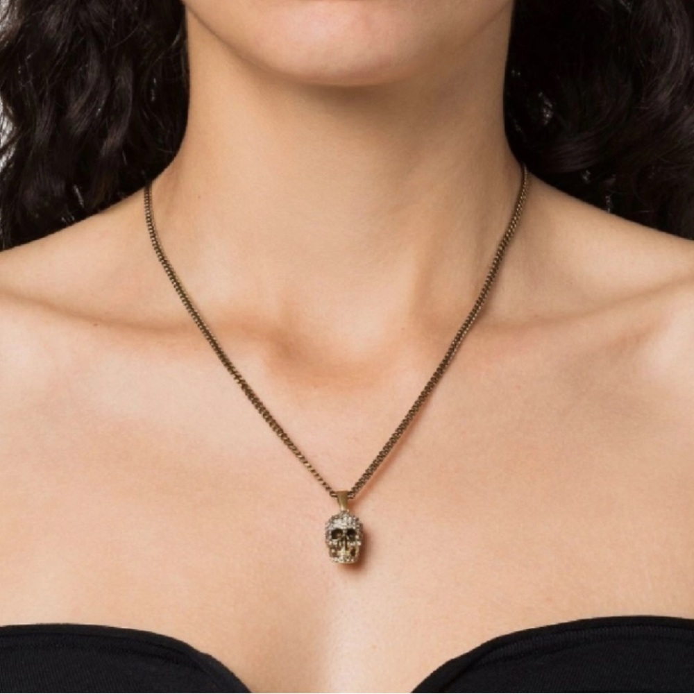 Alexander Mcqueen Pave Skull Necklace